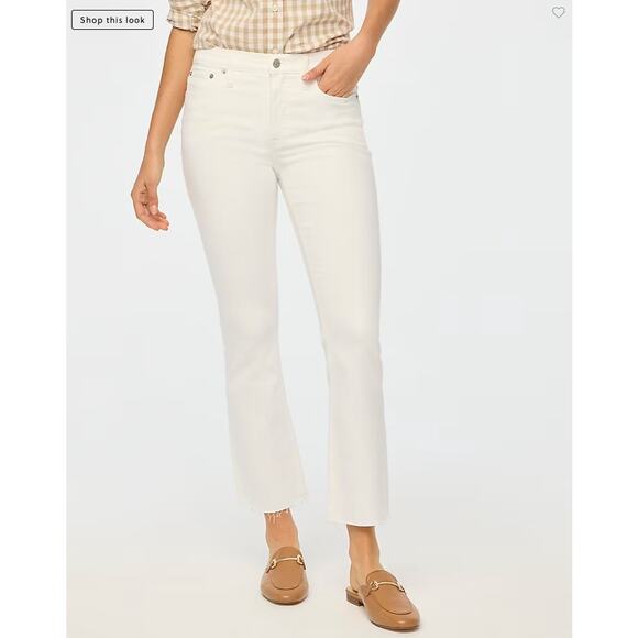 J.Crew Jeans Women Size 25 White Factory Mid-Rise Flare Crop Stretch NWT - Picture 1 of 9